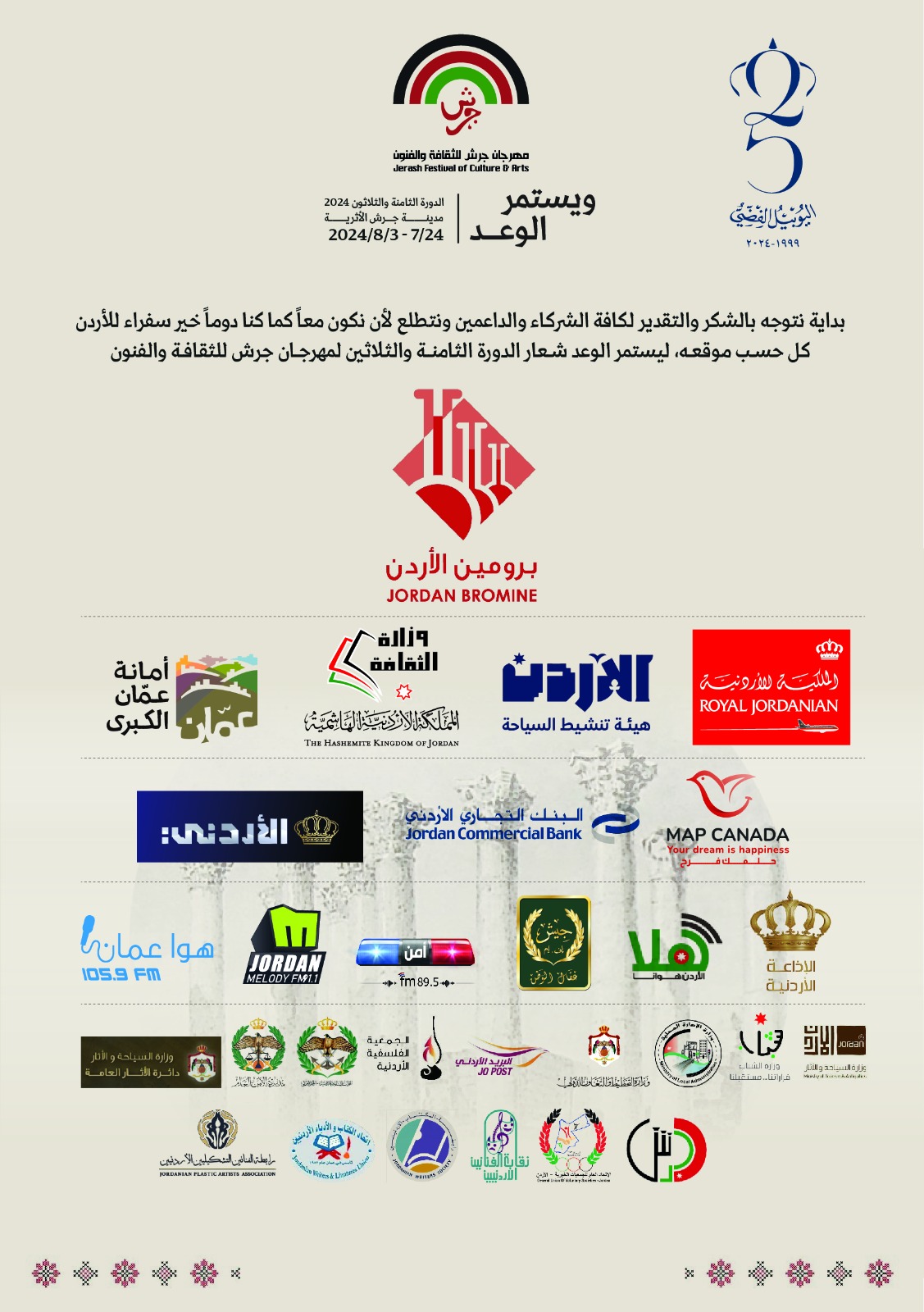 مهرجان جرش برعاية اردنية ومؤسسات وطنية