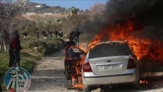 مستوطنون متطرفون يحرقون 20 مركبة في مدينة البيرة