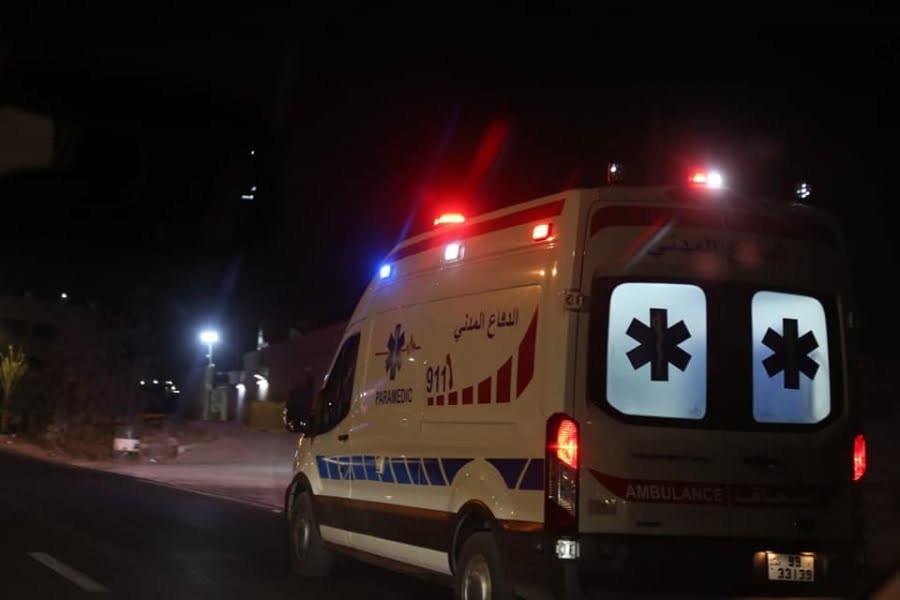 7 إصابات إثر حادث تصادم 4 مركبات بمنطقة جرينة في محافظة مادبا