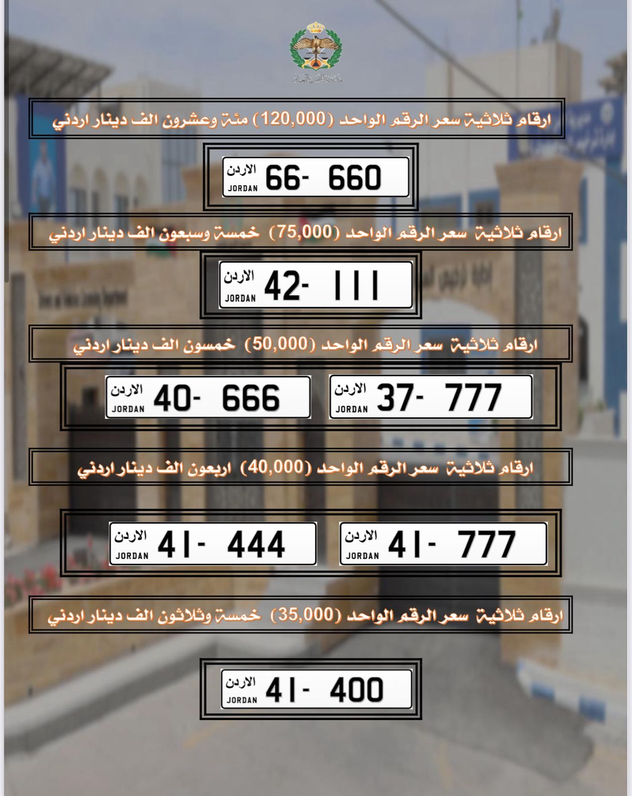 إدارة الترخيص تطرح عدداً من الأرقام الأكثر تميزاً للبيع المباشر